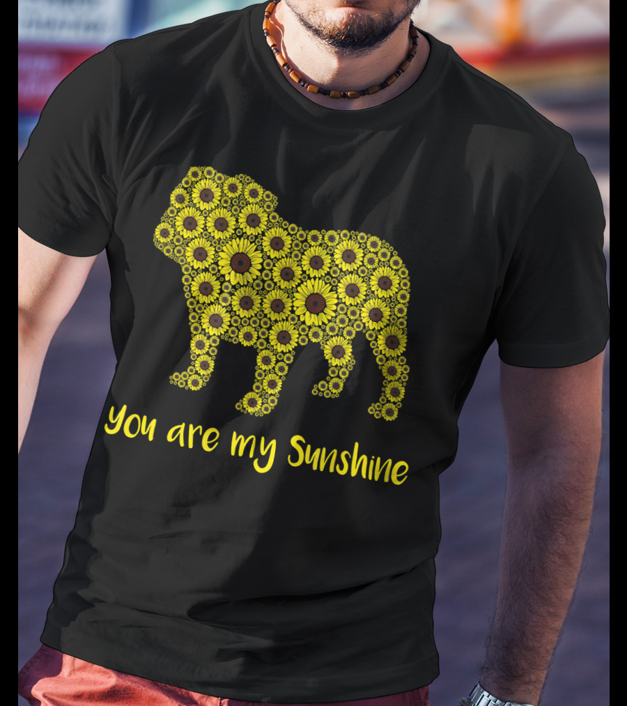 You Are My Sunshine Sunflower Bulldog Silhouette Mom Mam T-Shirt