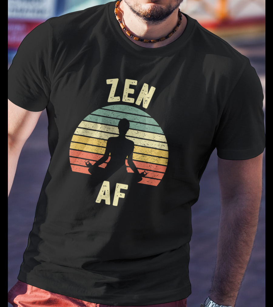 ZEN AF Yoga Retro Sunset Meditation T-Shirt