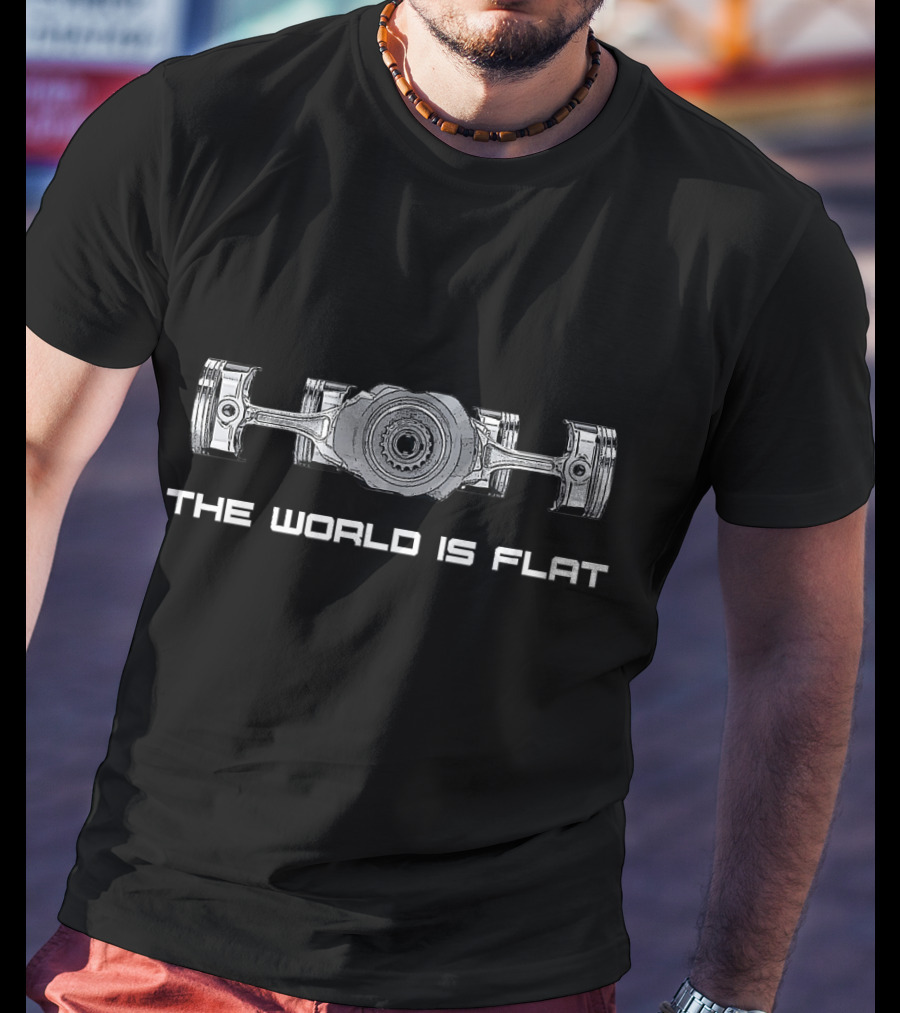 The World Is Flat Boxer Engine Concept Auto Race Car T-Shirt