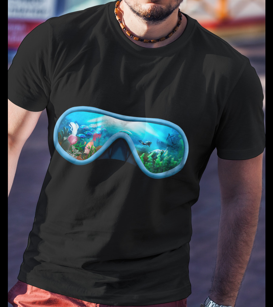 Scuba Diving Mask Underwater Adventure Coral Reef With Diver T-Shirt