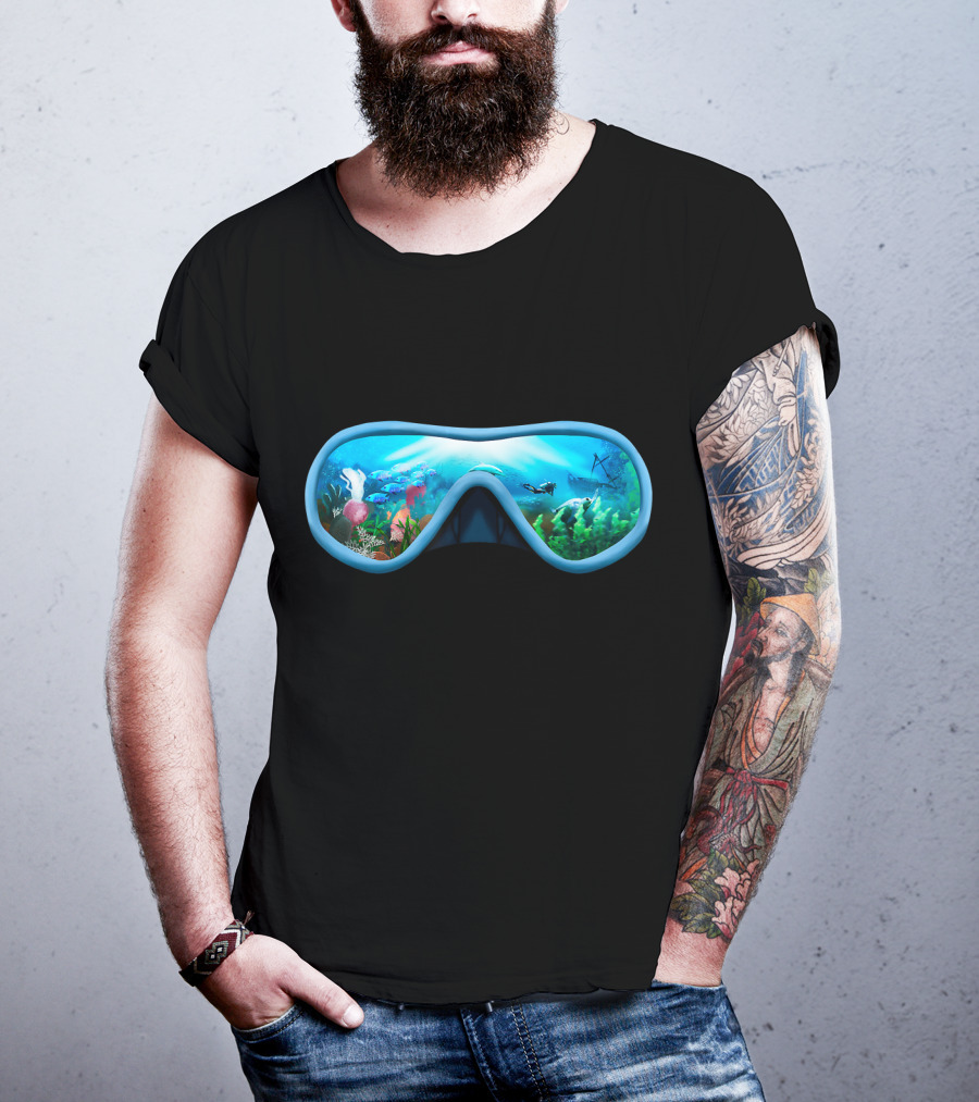Scuba Diving Mask Underwater Adventure Coral Reef With Diver T-Shirt