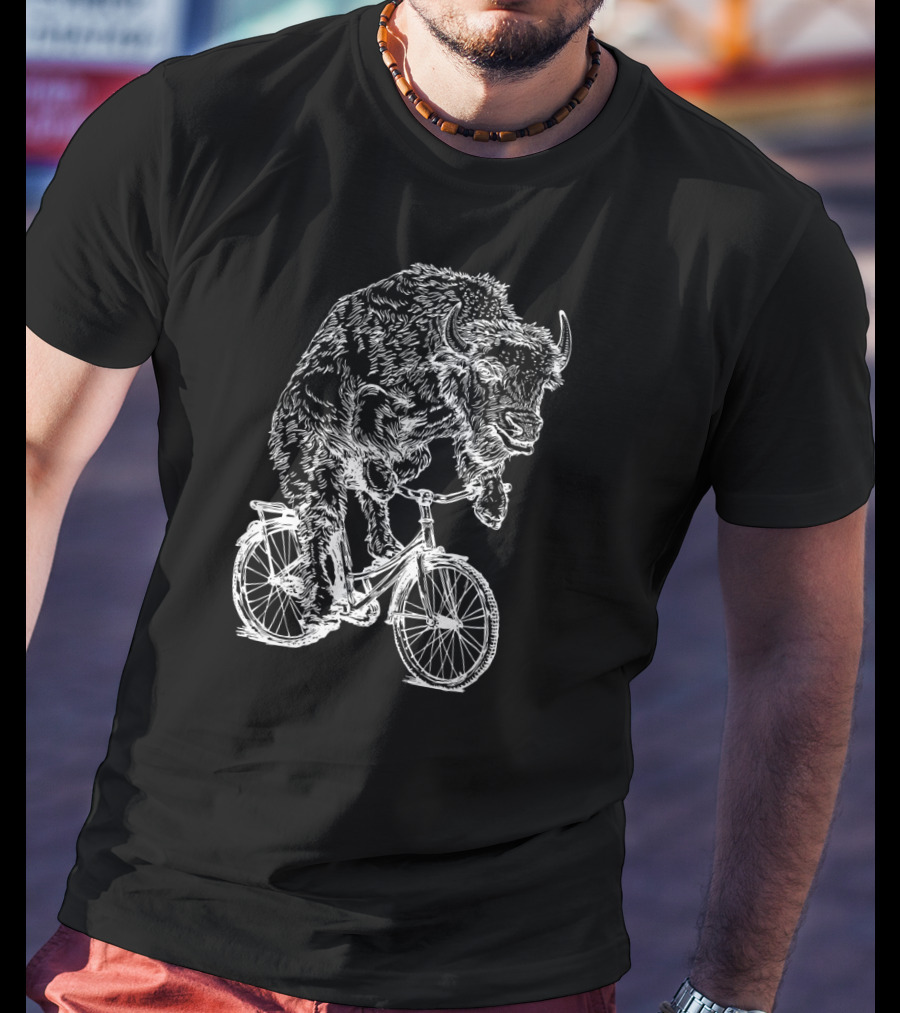 SEEMBO Bison Riding Bicycle Cyclist T-Shirt