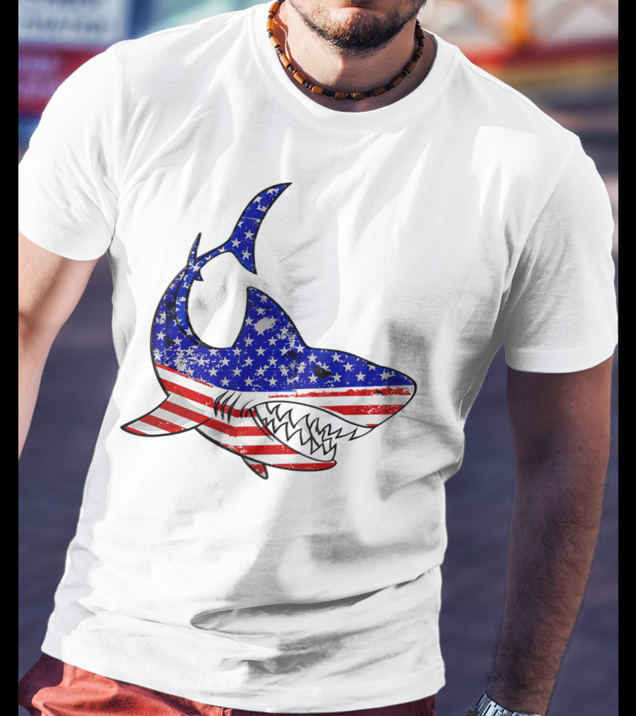 Jawsome Shark American Flag T-Shirt
