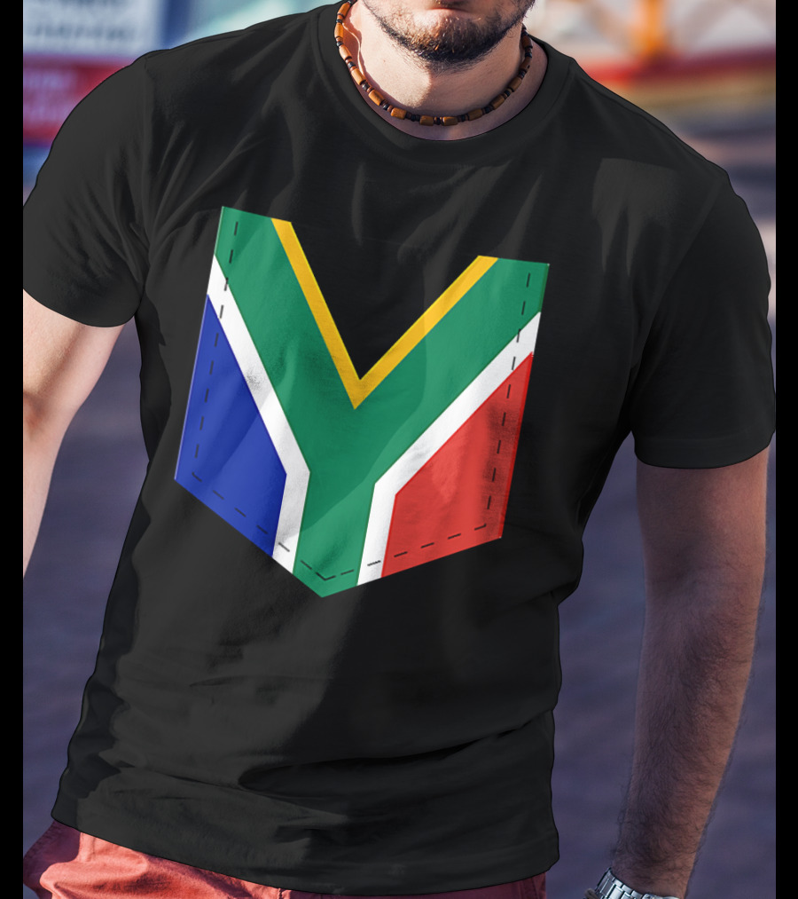 South Africa Flag Pocket Style With Printed Sout T-Shirt