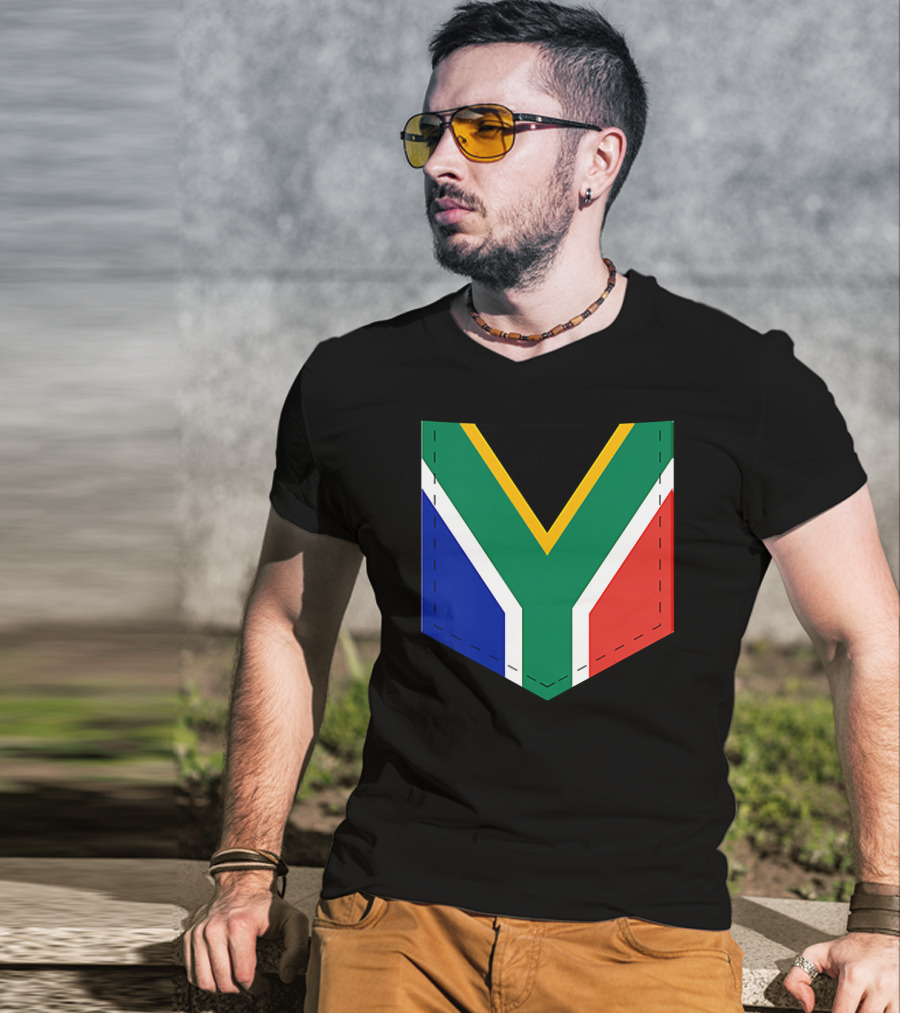 South Africa Flag Pocket Style With Printed Sout T-Shirt