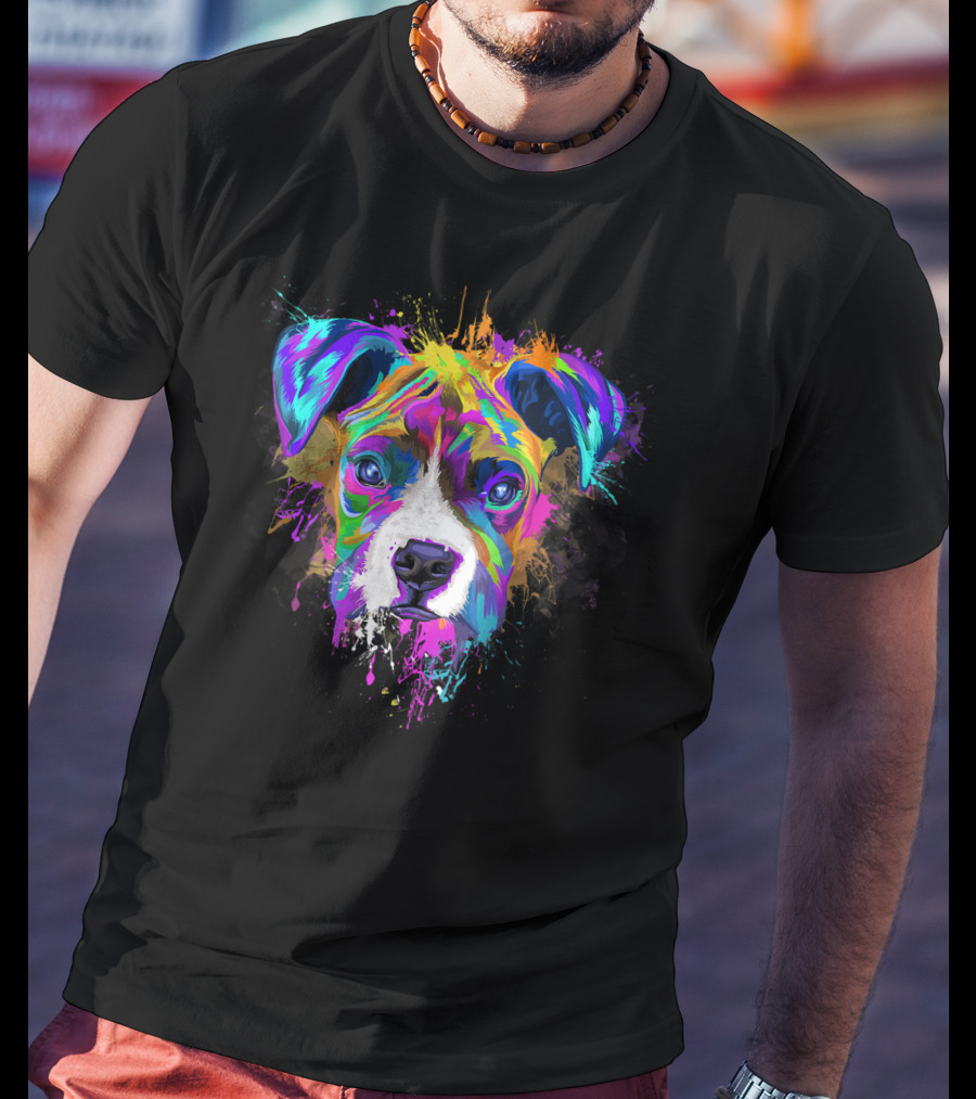 Colorful Splash Boxer Dog Pup Lover T-Shirt