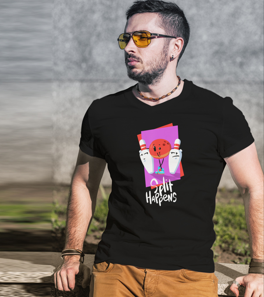 Split Happens Funny Bowling Ball And Pins For Bowling Lovers T-Shirt