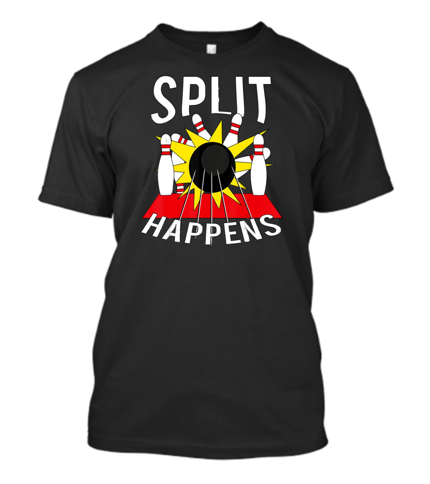 Split Happens Bowling Ball Strikes Pins Explosion T-Shirt