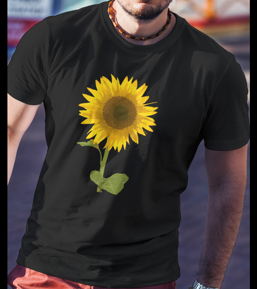 Sunflower Black Background Image T-Shirt