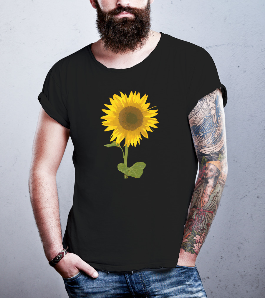 Sunflower Black Background Image T-Shirt