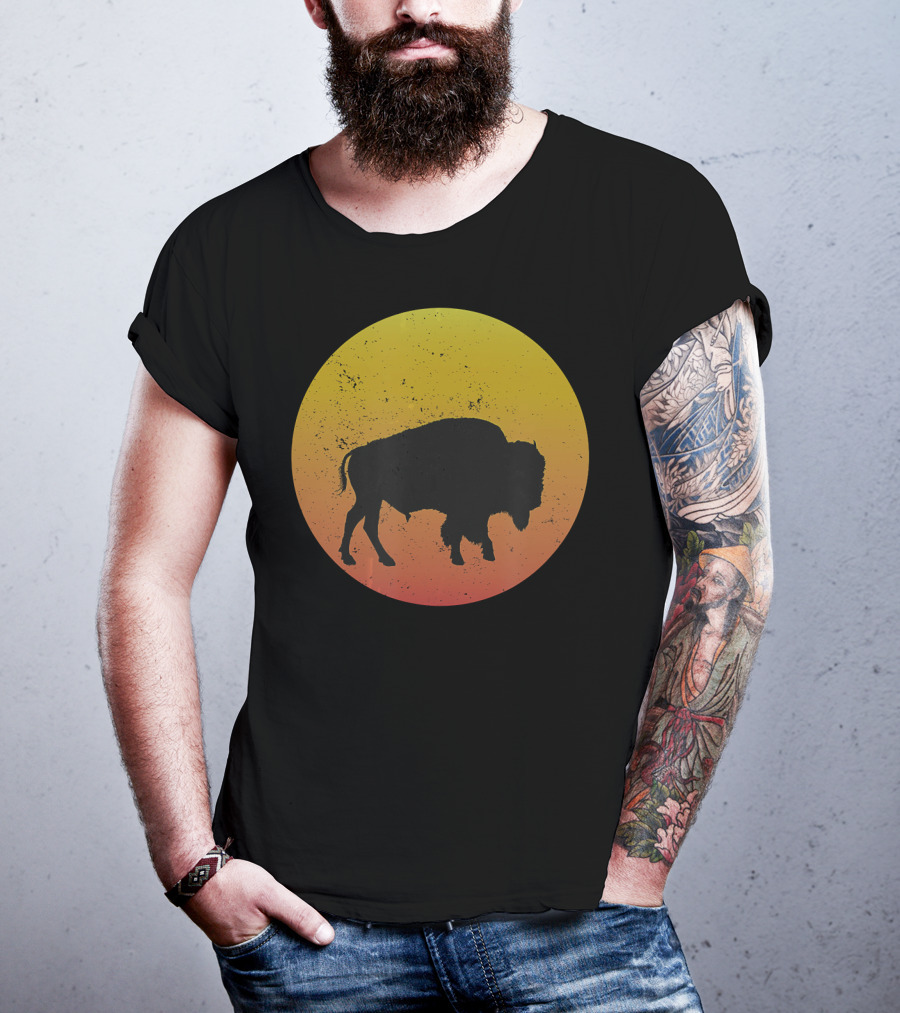 Sunset Plains Bison Vintage Circle T-Shirt