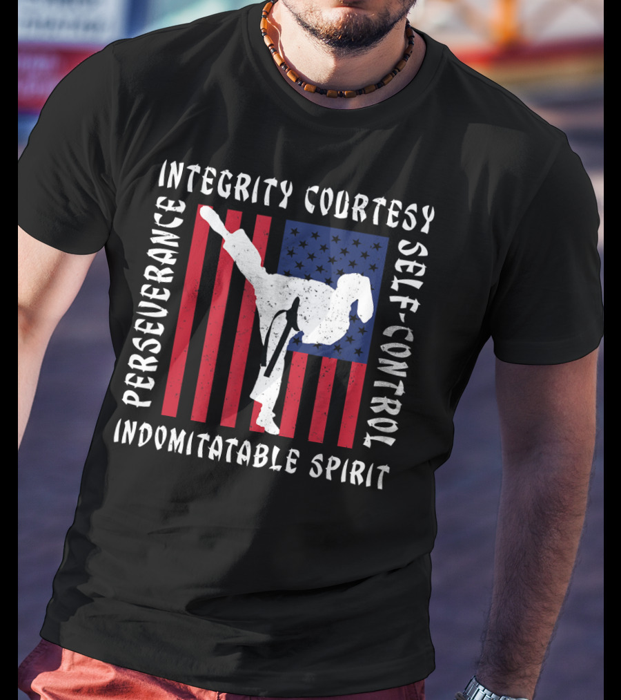 Integrity Courtesy Perseverance Self-Control Indomitable Spirit Taekwondo Martial Arts Tae Kwon Do Ko T-Shirt