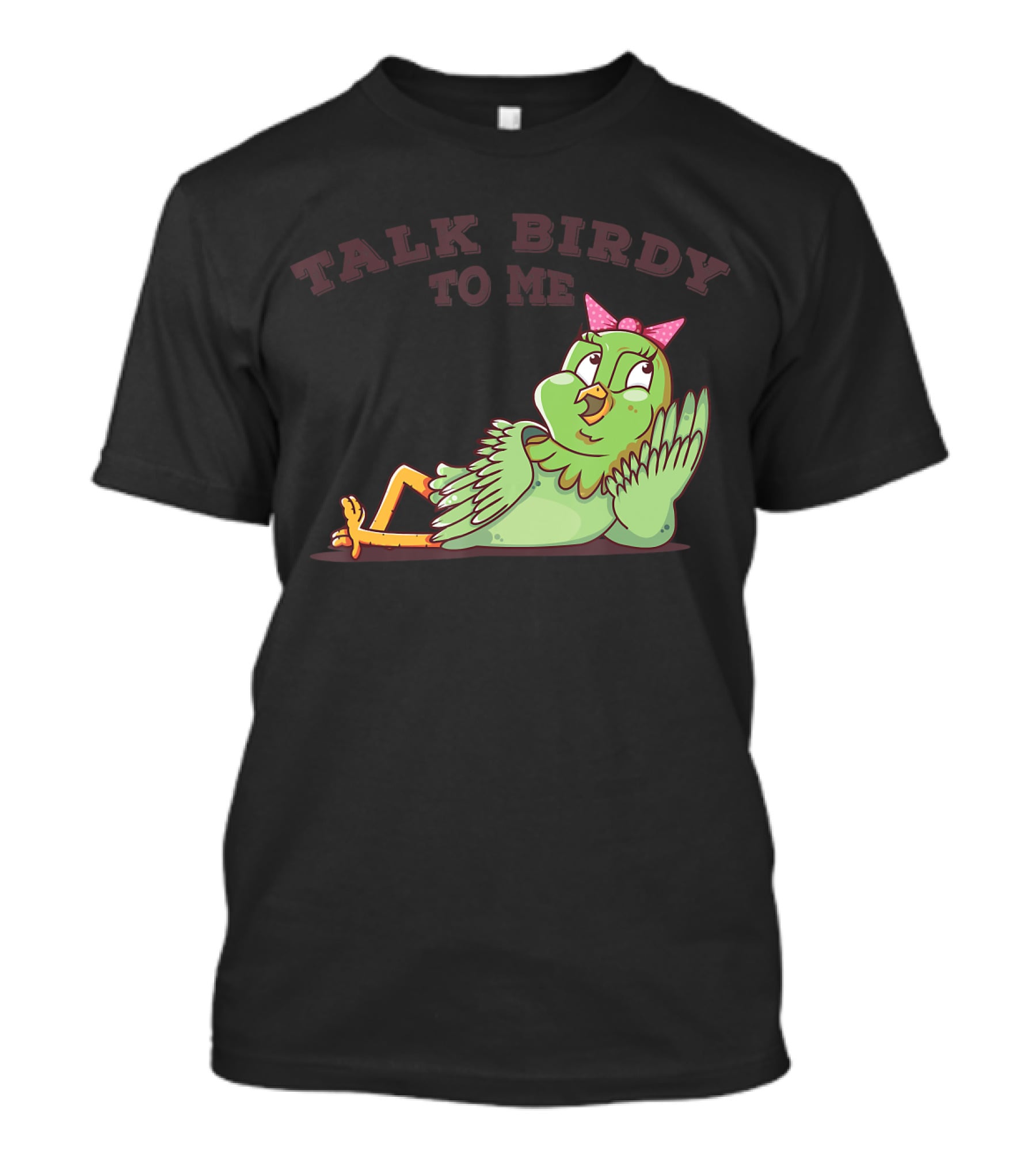 Talk Birdy To Me Funny Parrot Bird Relaxing With Bow T-Shirt