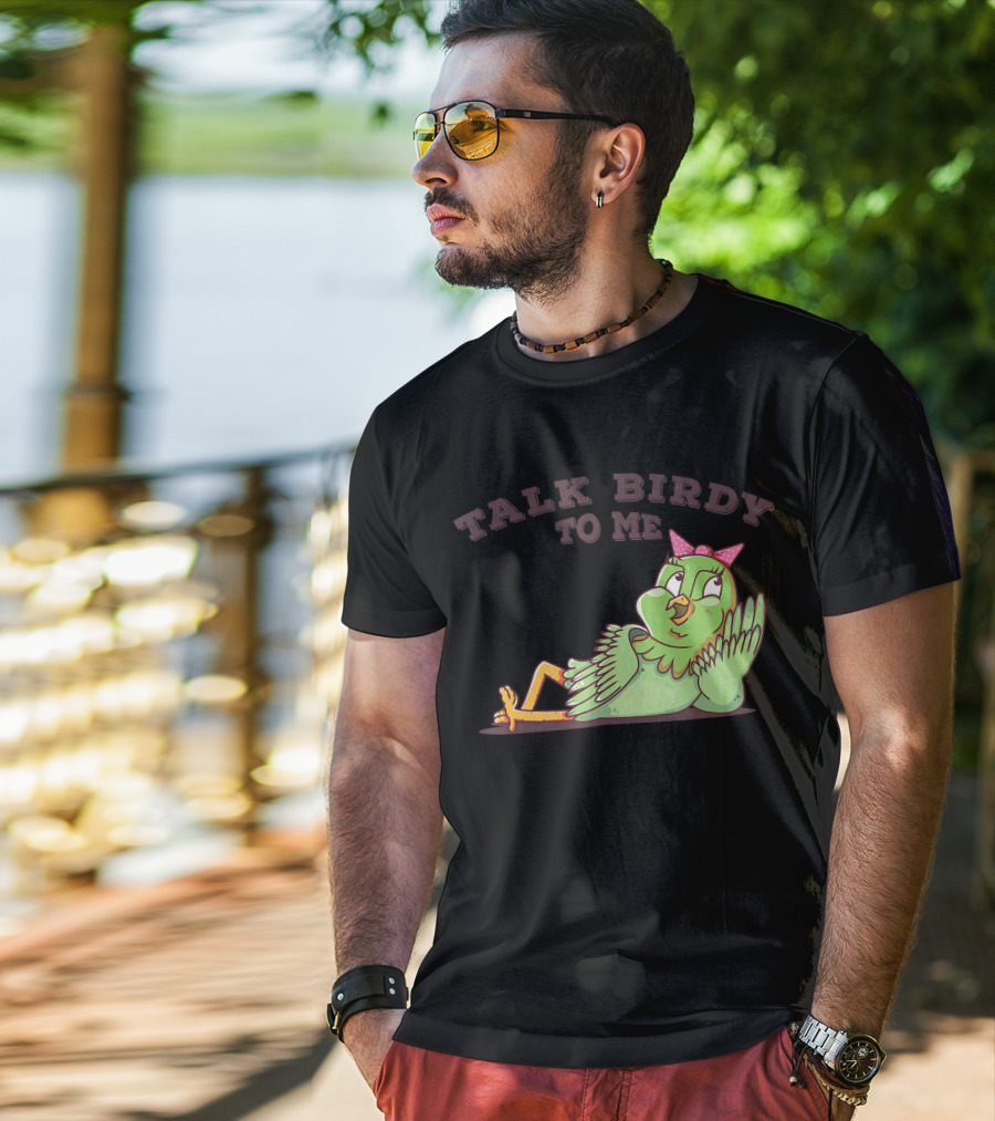 Talk Birdy To Me Funny Parrot Bird Relaxing With Bow T-Shirt