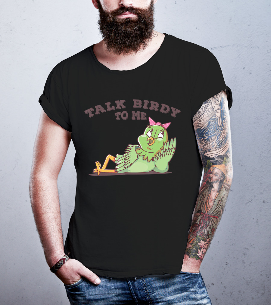 Talk Birdy To Me Funny Parrot Bird Relaxing With Bow T-Shirt