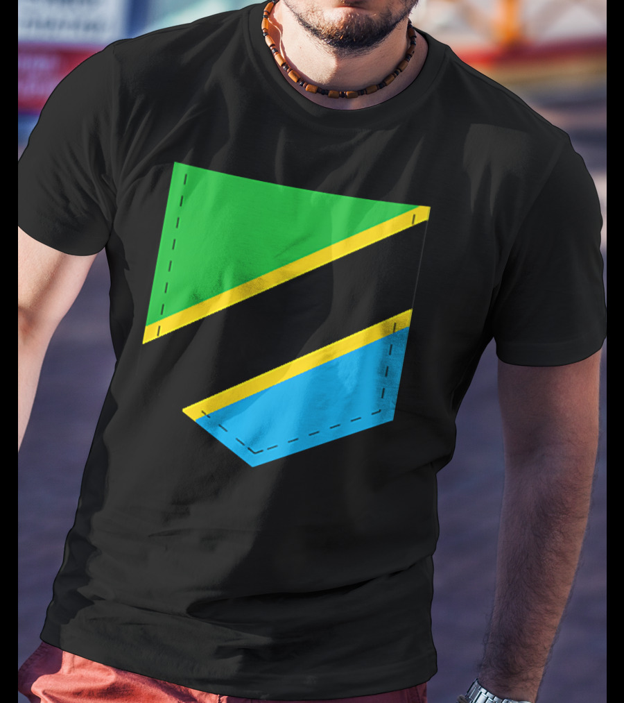 Tanzania Flag With Printed Tanzani Pocket T-Shirt