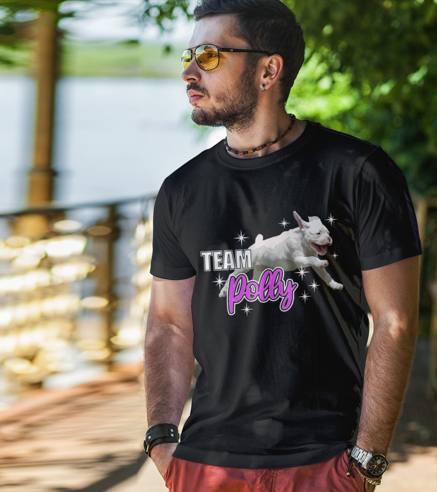 Team Polly Joyful Running Puppy With Stars T-Shirt