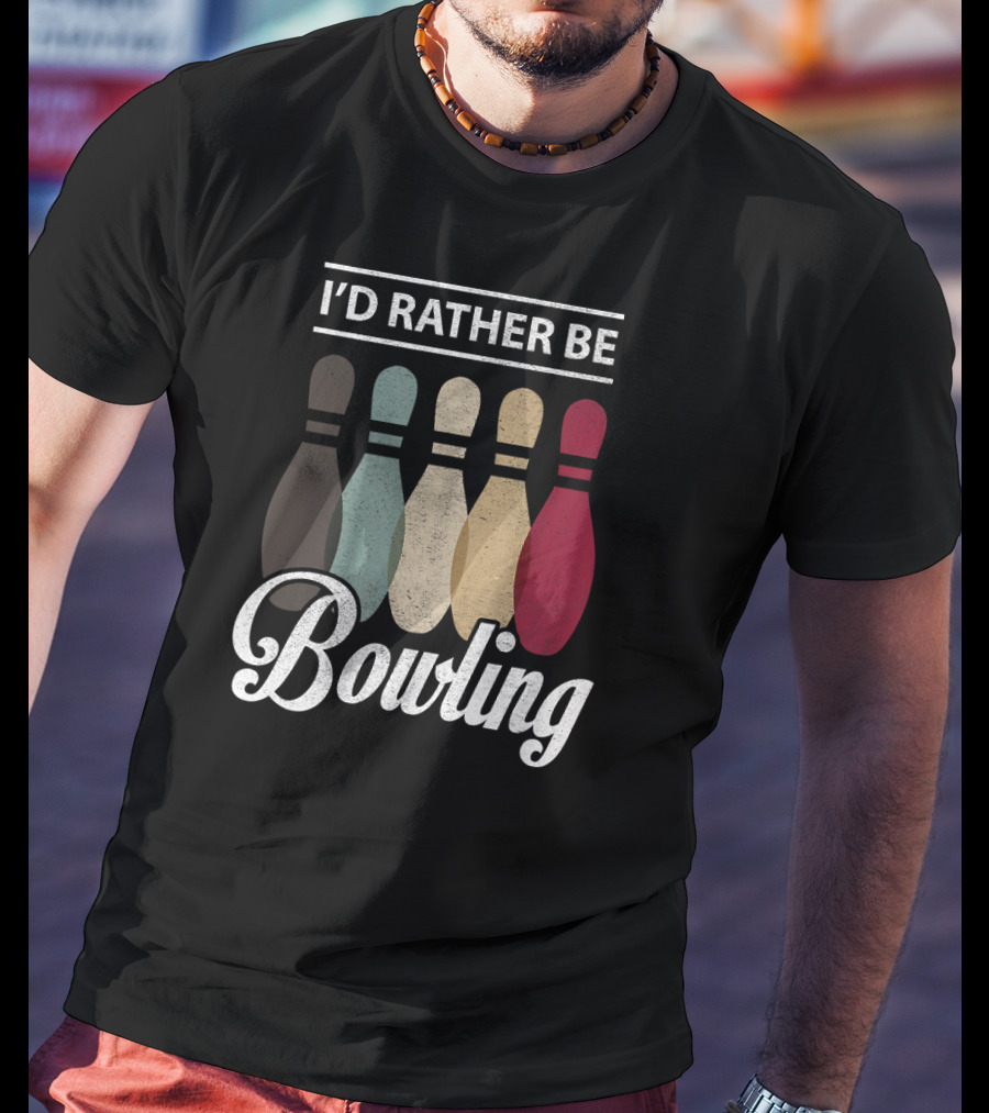 I’d Rather Be Bowling Vintage Bowling Pins T-Shirt