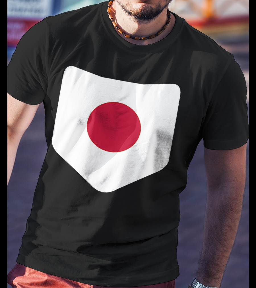 Japan Symbol Emblem With Printed Japanese Flag T-Shirt