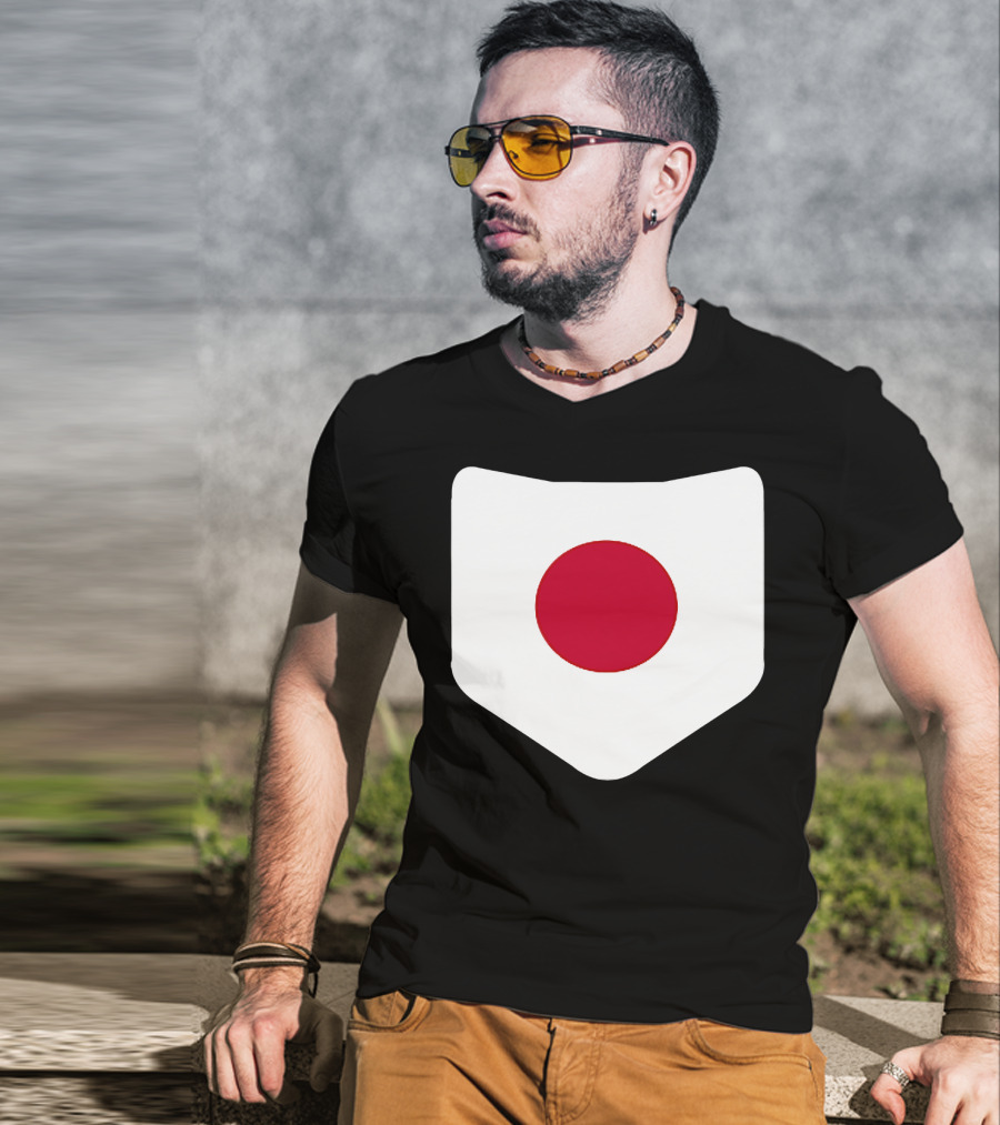 Japan Symbol Emblem With Printed Japanese Flag T-Shirt
