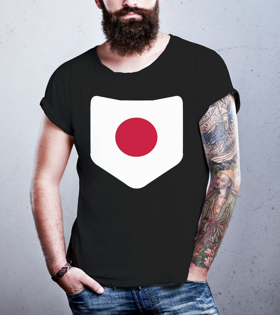 Japan Symbol Emblem With Printed Japanese Flag T-Shirt