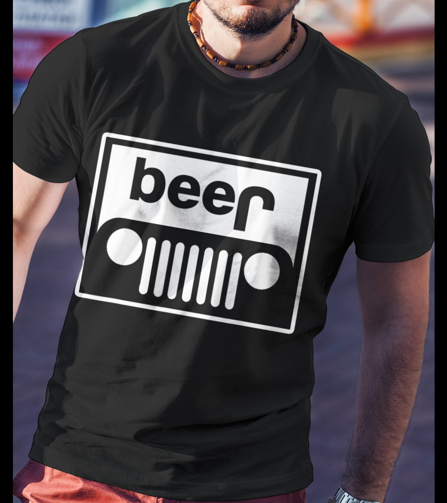 Beer Jeep Grille Parody Funny Upturned Off T-Shirt
