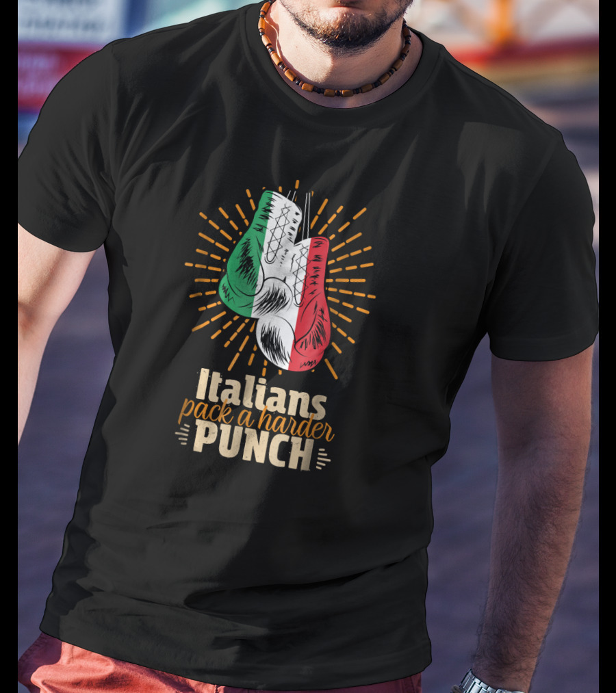 Italians Pack A Harder Punch Boxing Gloves Sporting Italy Flag Stripes T-Shirt