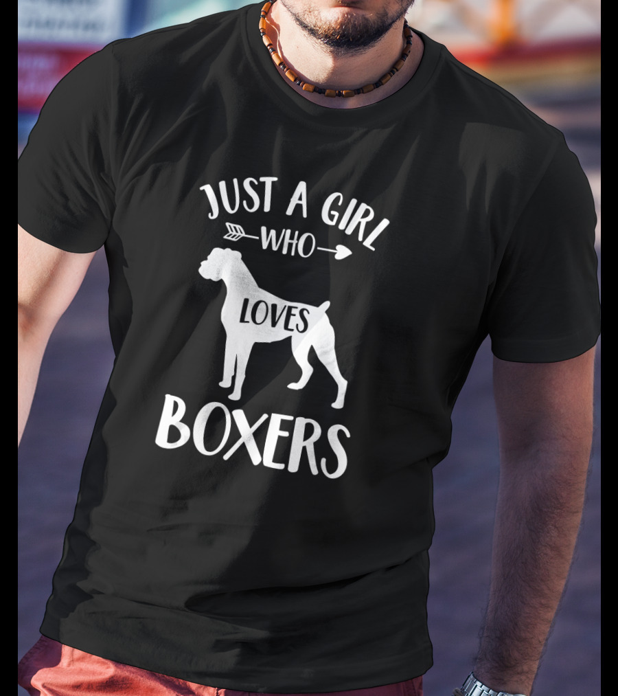 Just A Girl Who Loves Boxers With Arrow And Dog T-Shirt