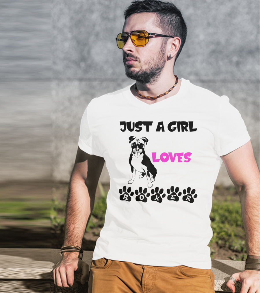 Just A Girl Who Loves Her Boxer Paws T-Shirt