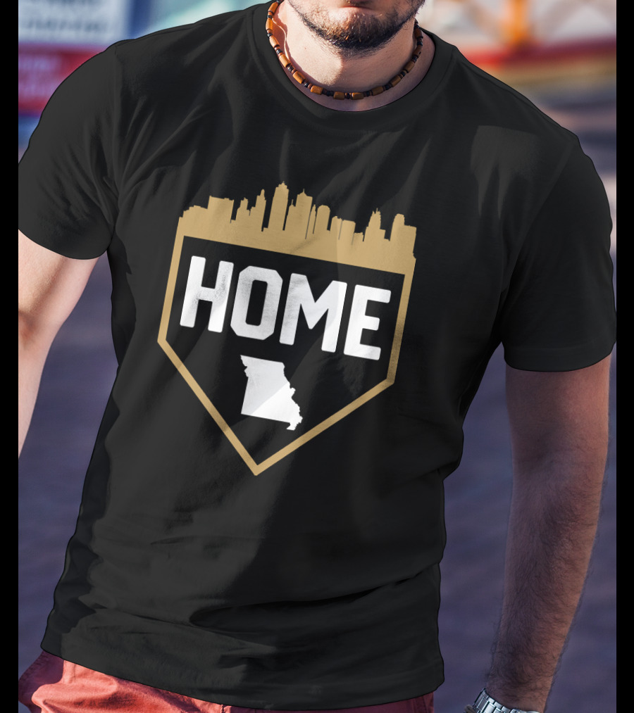 Kansas City Missouri Home Baseball Skyline Map T-Shirt