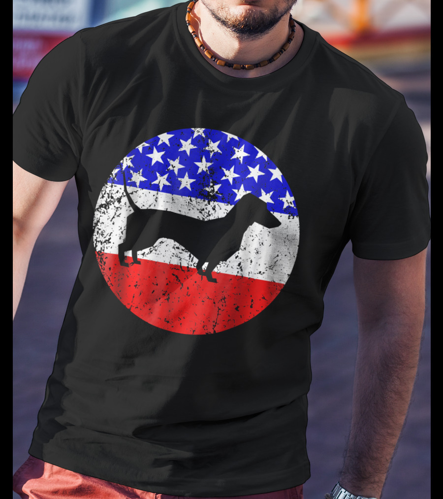 American Flag Dachshund Silhouette T-Shirt