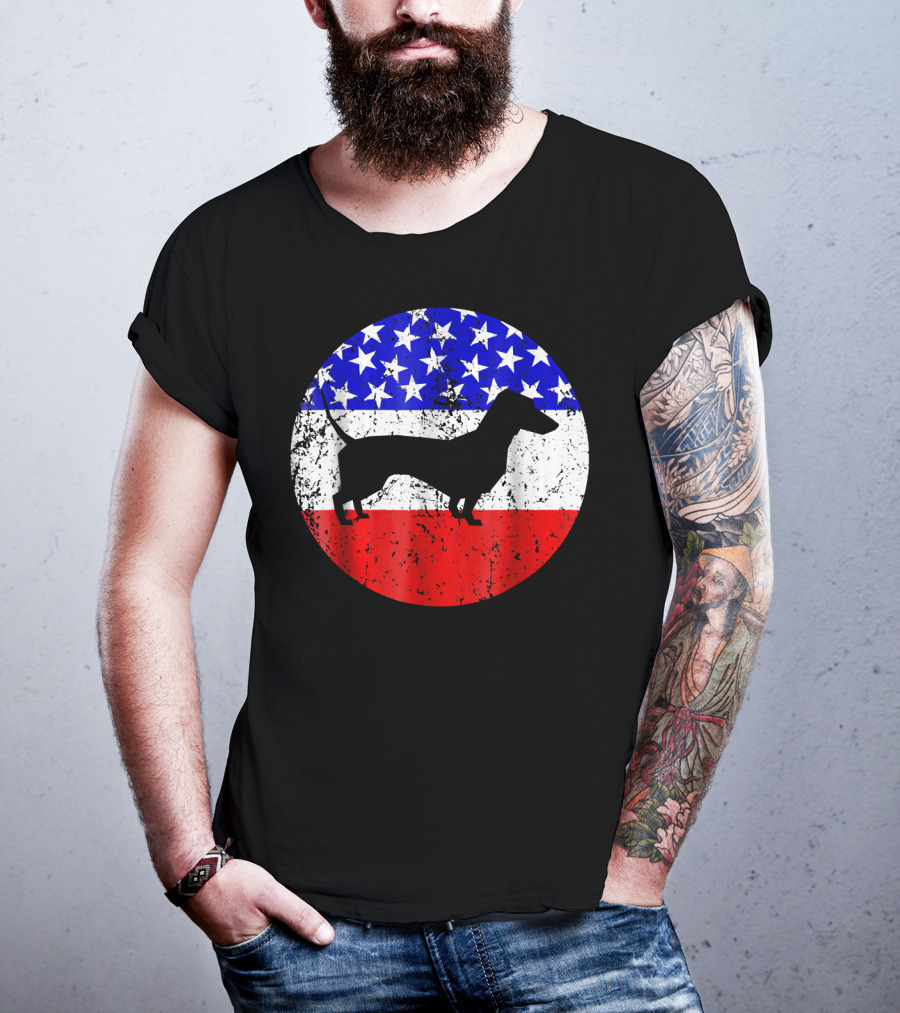 American Flag Dachshund Silhouette T-Shirt