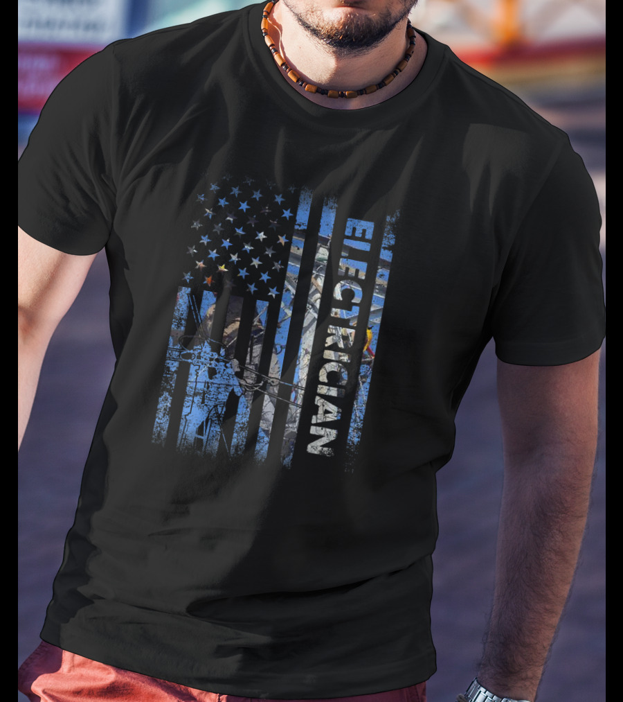 American Flag Electrician Stars And Stripes Patriotic T-Shirt