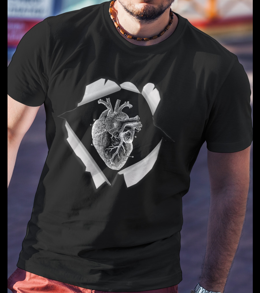 Anatomy Drawing Heart Anatomy Cardiol Heart Sketch Peeling Paper Effect T-Shirt