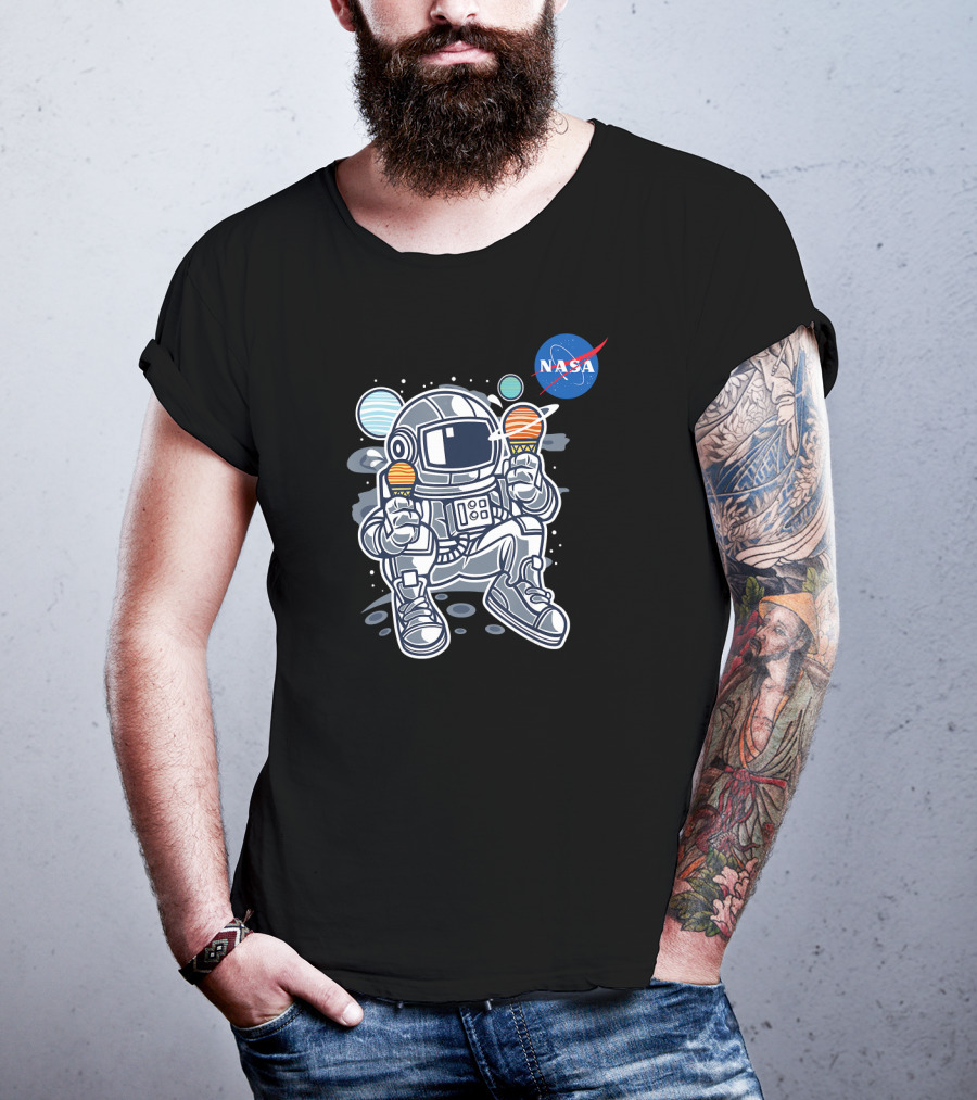 Astronaut Holding Planet Ice Cream NASA T-Shirt