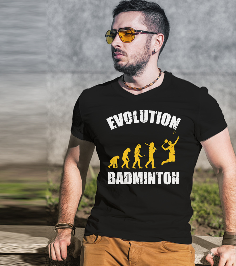 Evolution Of Badminton Fitness Enthusiast T-Shirt