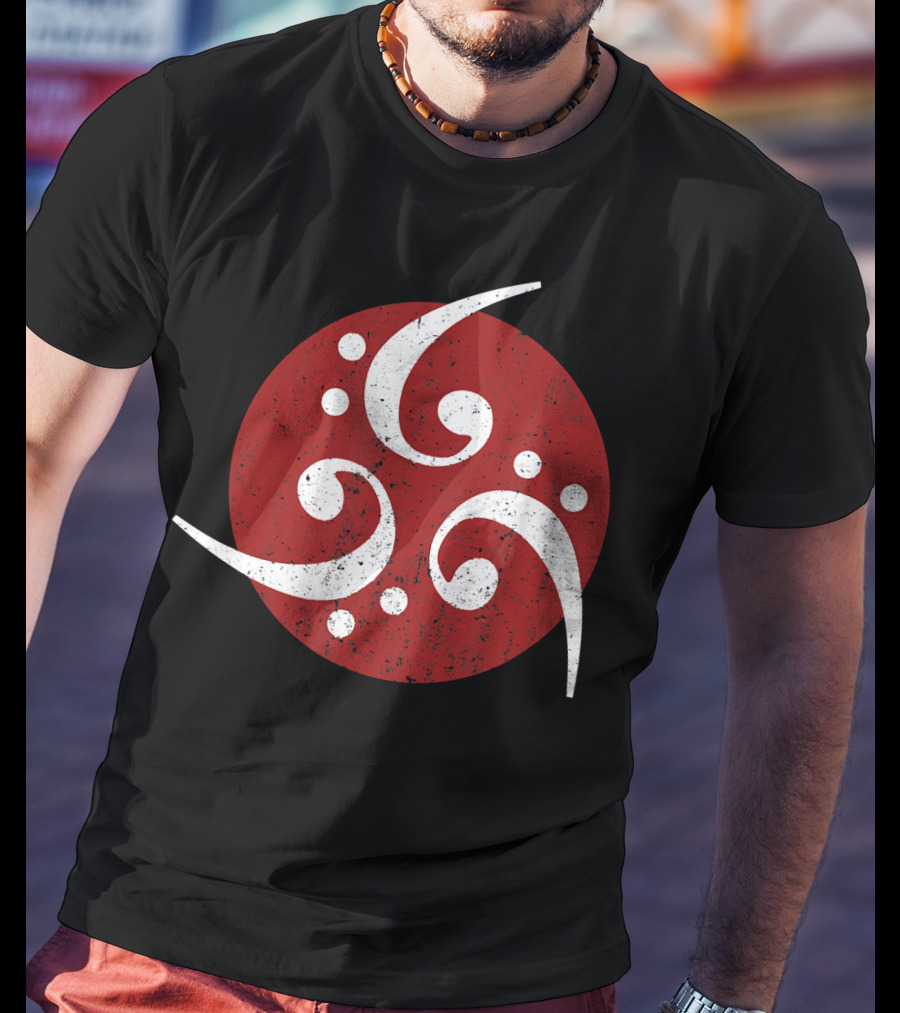 Vintage Bass Clef Symbol Red Circle T-Shirt
