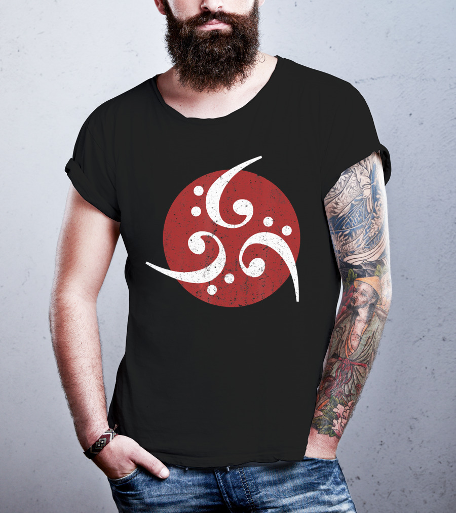 Vintage Bass Clef Symbol Red Circle T-Shirt