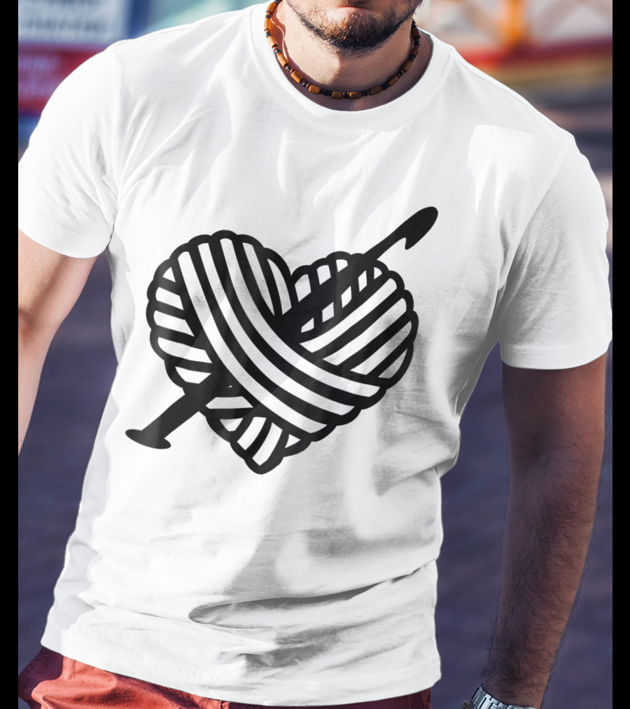 I Love Crochet Yarn Heart With Crochet Hook T-Shirt