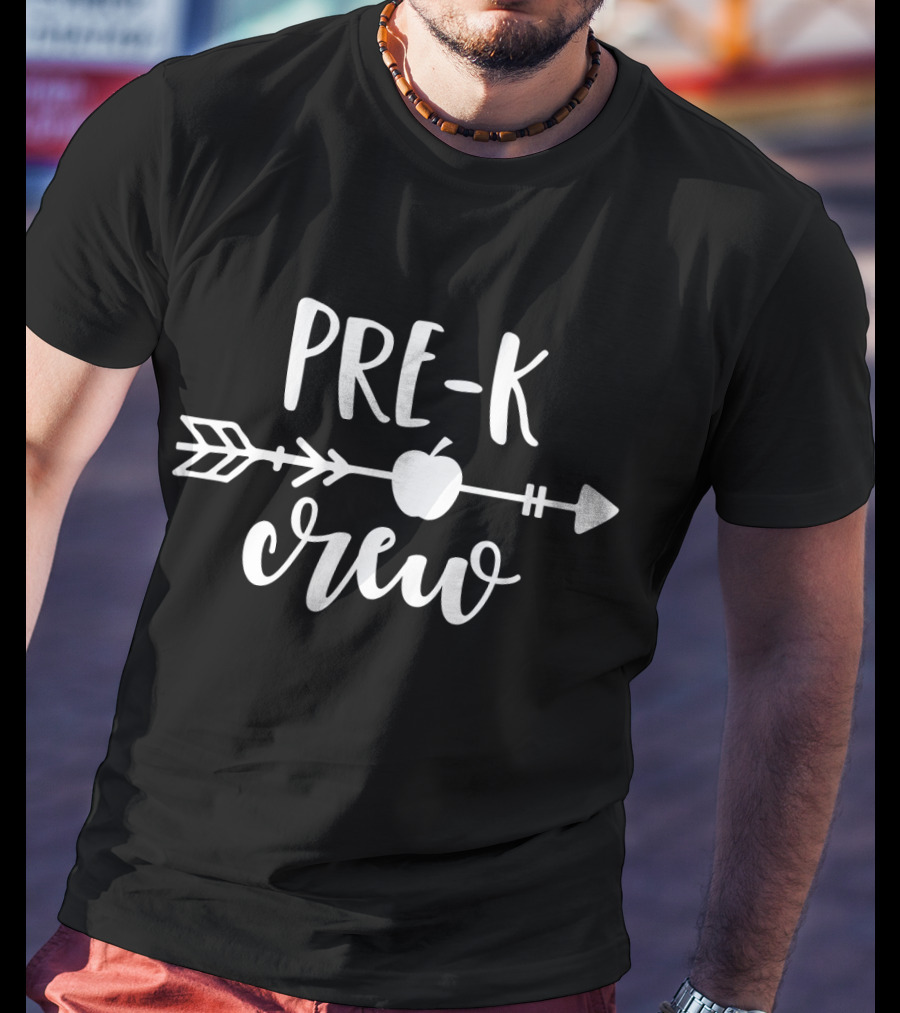 Pre K Crew Apple Arrow Teacher T-Shirt