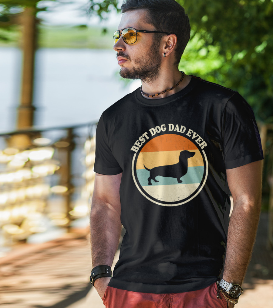 Best Dog Dad Ever Vintage Dachshund T-Shirt