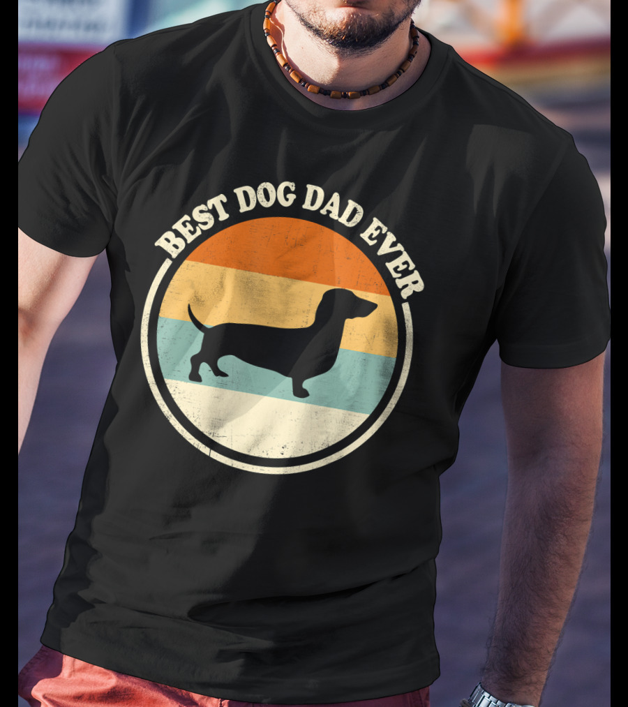 Best Dog Dad Ever Vintage Dachshund T-Shirt