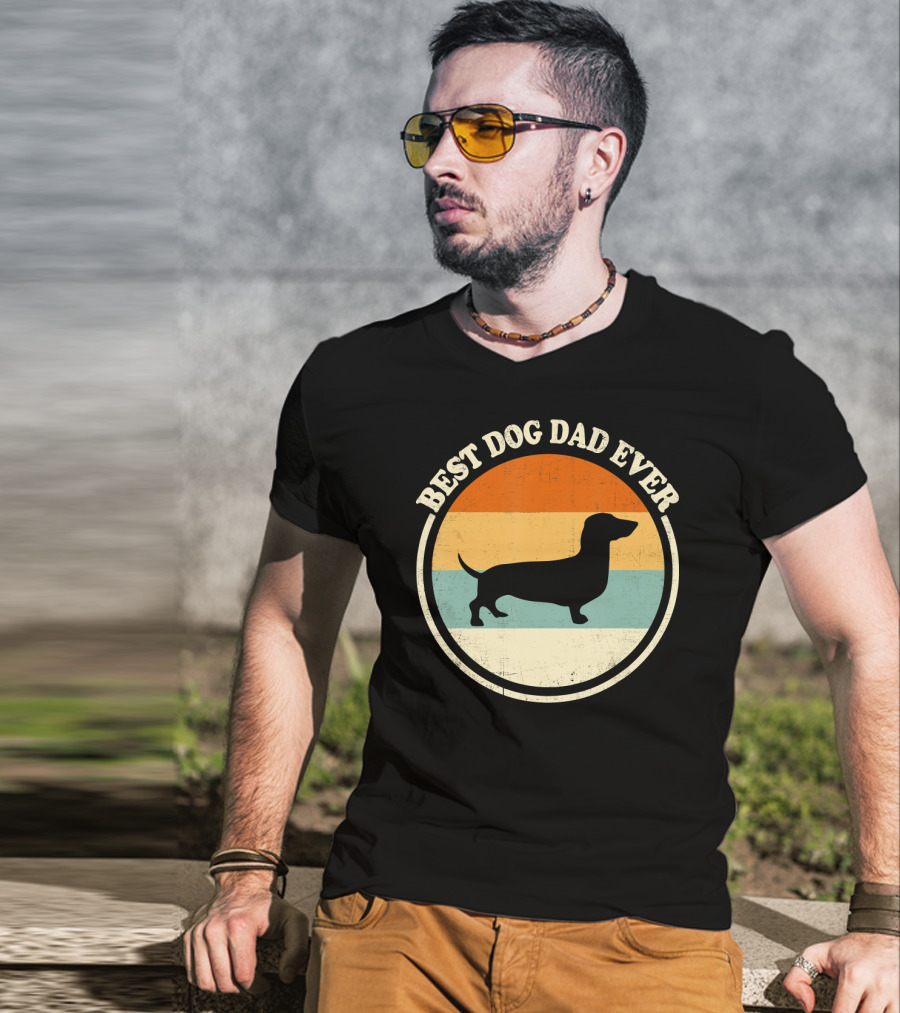 Best Dog Dad Ever Vintage Dachshund T-Shirt