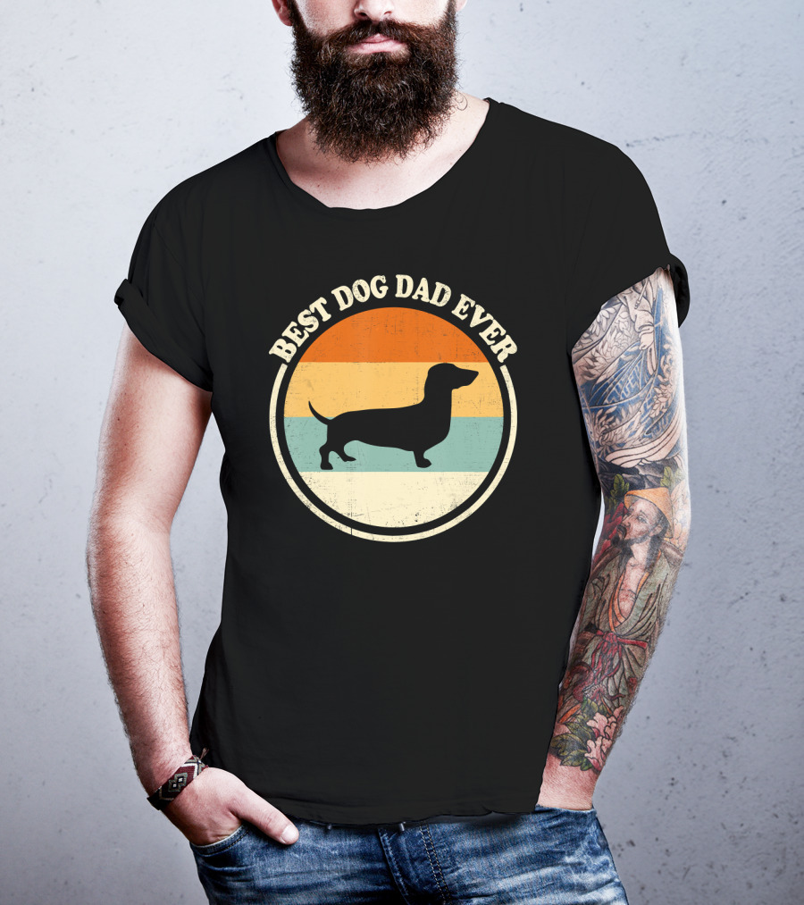 Best Dog Dad Ever Vintage Dachshund T-Shirt