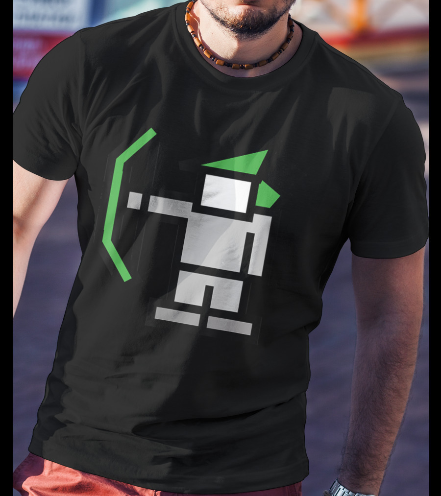 8bit Robin Hood Pixel Bow And Green Hat T-Shirt
