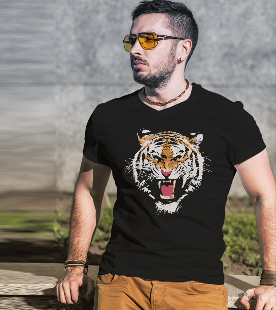 Roaring 80's Wild Tiger Face T-Shirt