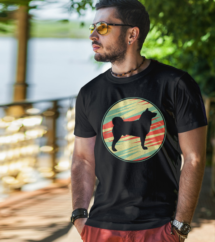 Akita Retro Vintage Silhouette Cute Do Circle T-Shirt