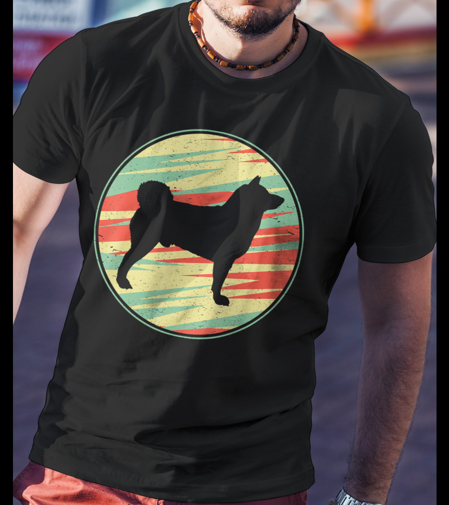 Akita Retro Vintage Silhouette Cute Do Circle T-Shirt