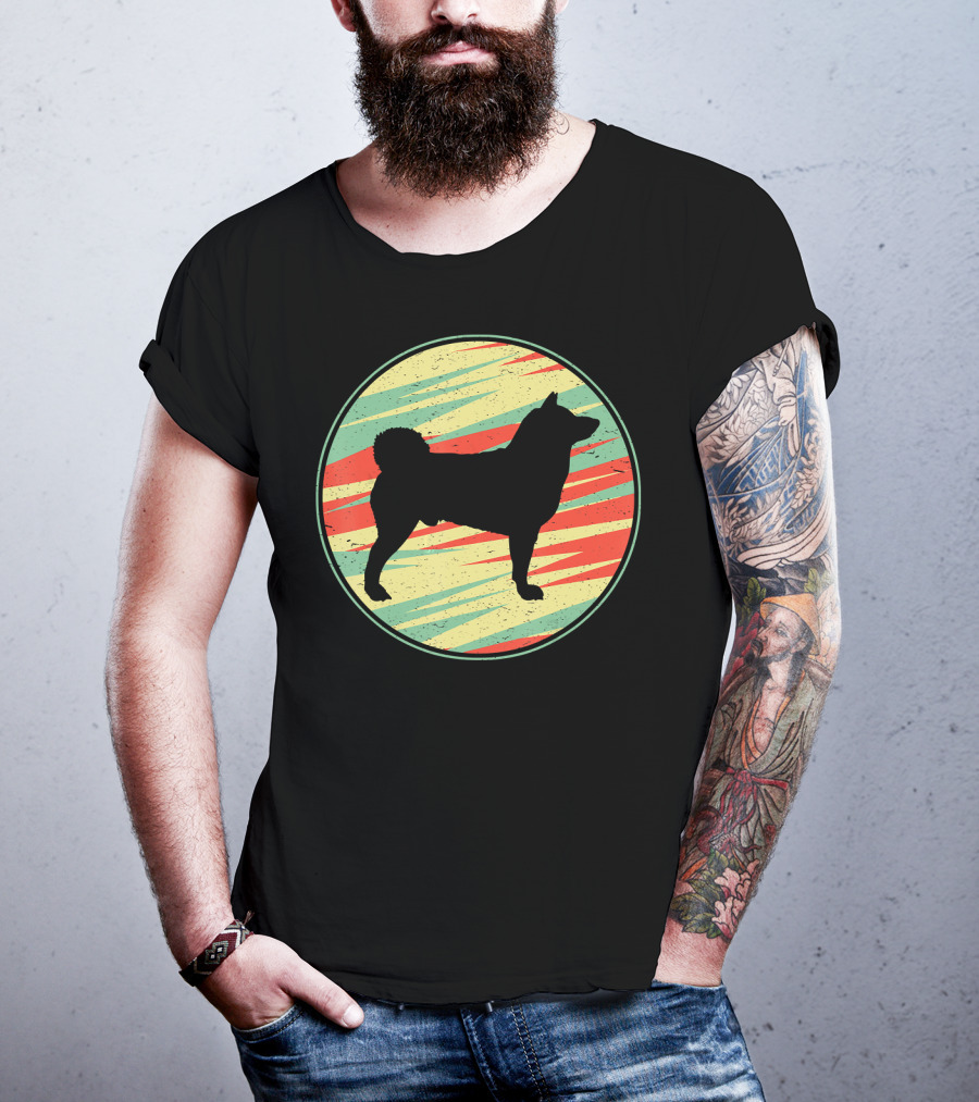 Akita Retro Vintage Silhouette Cute Do Circle T-Shirt