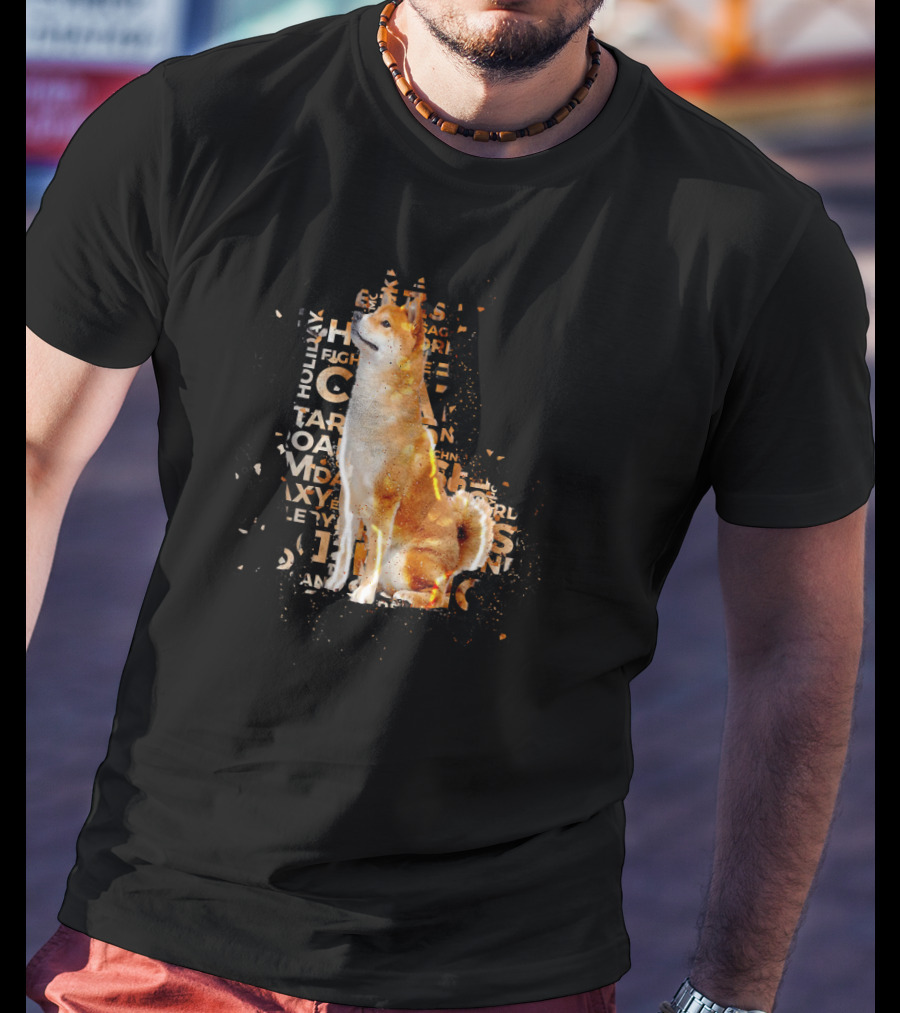 Akita Typography Awe With Text Collage And Dog T-Shirt